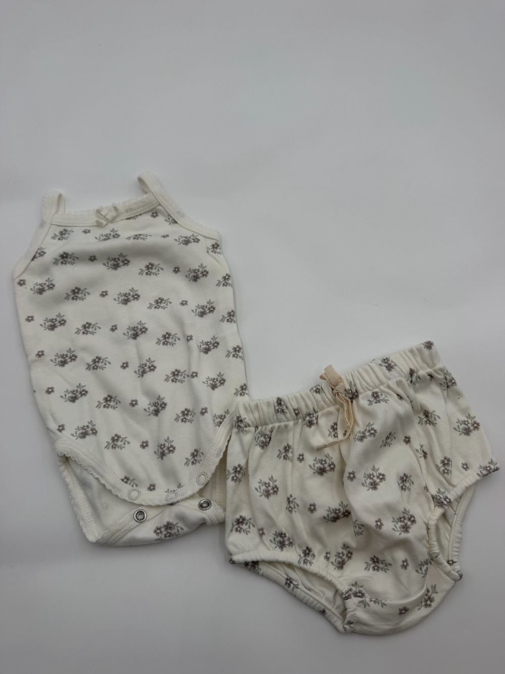Jamie Kay Cream Floral Tank Bodysuit & Bloomers Set